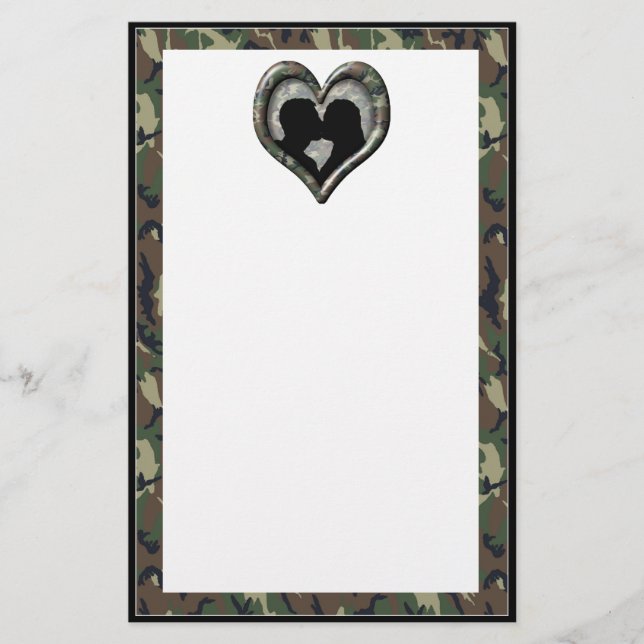 Camouflage Heart med Kissing Couple Brevpapper (Framsida)
