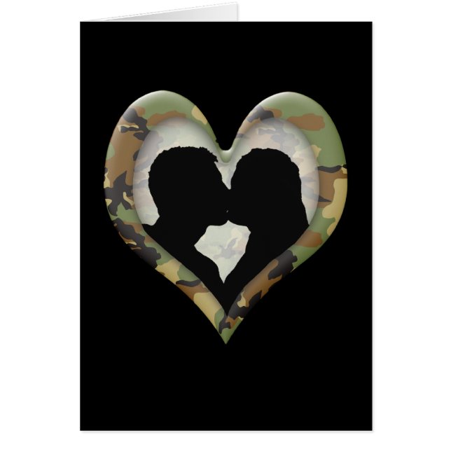 Camouflage Heart med Kissing Couple Hälsningskort (Framsidan)