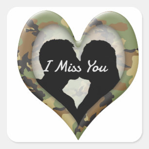 Camouflage Heart med Kissing lite miss You Fyrkantigt Klistermärke