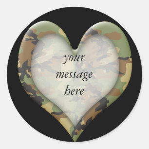 Camouflage Heart Runt Klistermärke