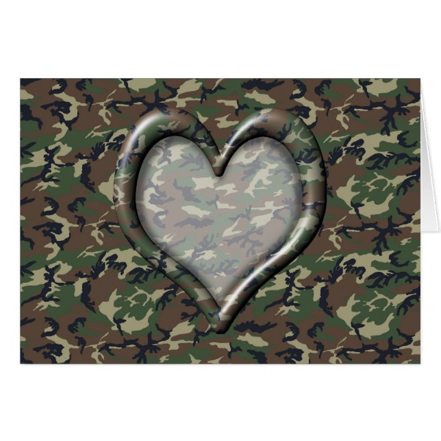 Camouflage Heart - Woodland Hälsningskort (Framsidan Horizontal)