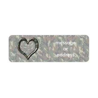 Camouflage Heart - Woodland Returadress Etikett