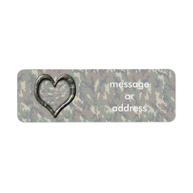 Camouflage Heart - Woodland Returadress Etikett (Framsidan)