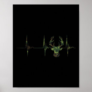 Camouflage Hjort Antlers Hunting Heartslag Ecg Pul Poster