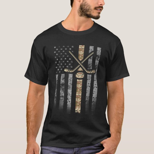 Camouflage Hockey Flagga Military Hockey Desert Ca T Shirt (Framsida)