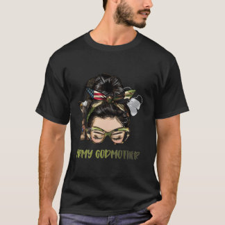Camouflage Messy Bun Militarméns Godmor Veter T Shirt