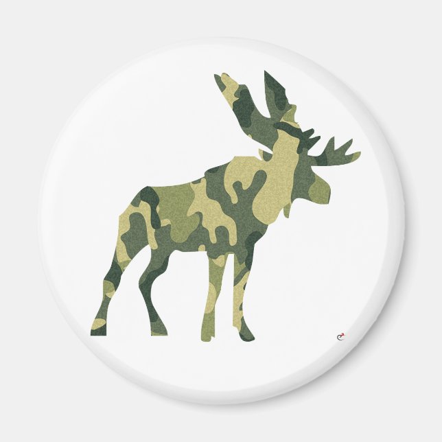 Camouflage Moose Silhouette Magnet (Framsidan)