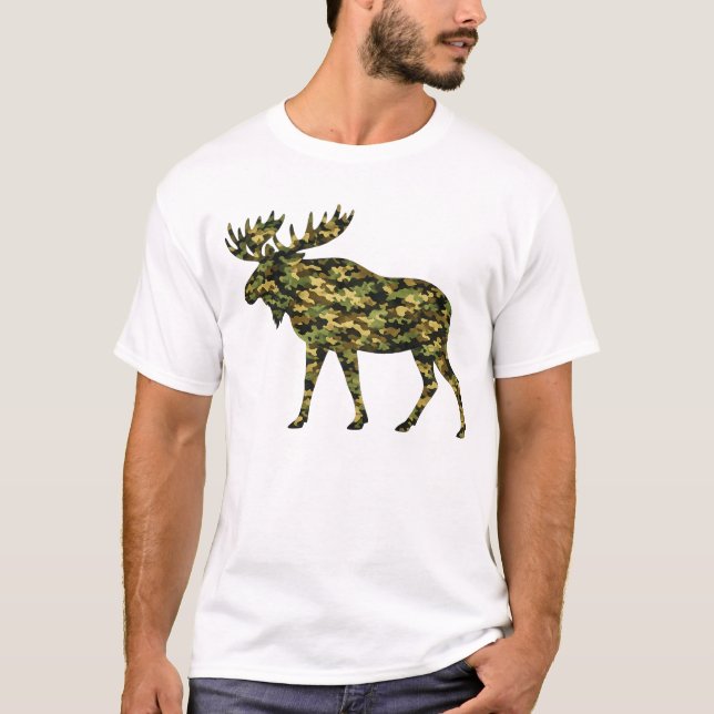 Camouflage Moose T Shirt (Framsida)