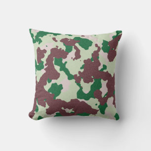 Camouflage Mörk Brown Grönt Dekorativ kudde