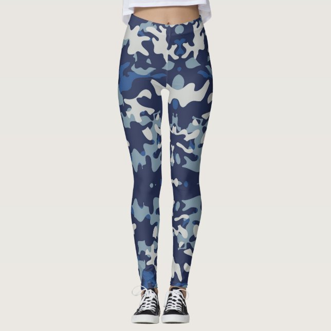 Camouflage Navy - Power Yoga Leggings (Framsida)