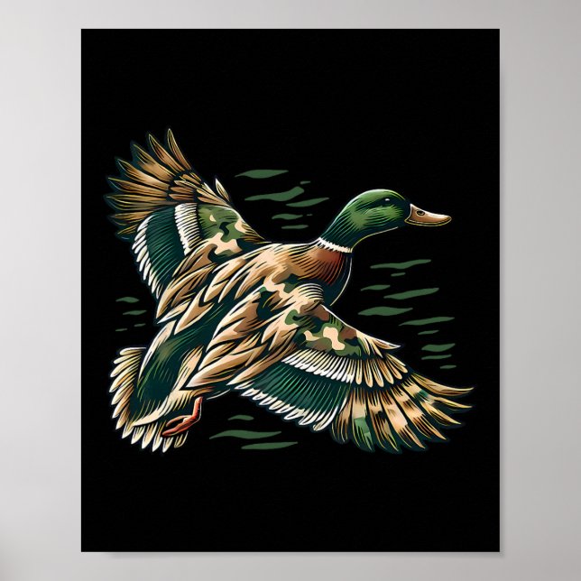 Camouflage Old school Camo Coquette Bow Anka Hunti Poster (Framsidan)