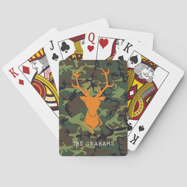 Camouflage Orange Hjort Buck Hunting | Monogram Casinokort (Baksidan)