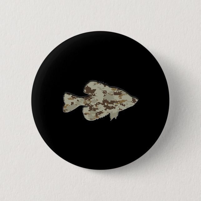 Camouflage Pan Fish Silhouette Digital Camo Crappi Knapp (Framsida)