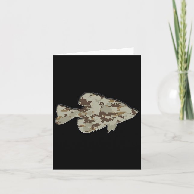 Camouflage Pan Fish Silhouette Digital Camo Crappi Kort (Framsida)