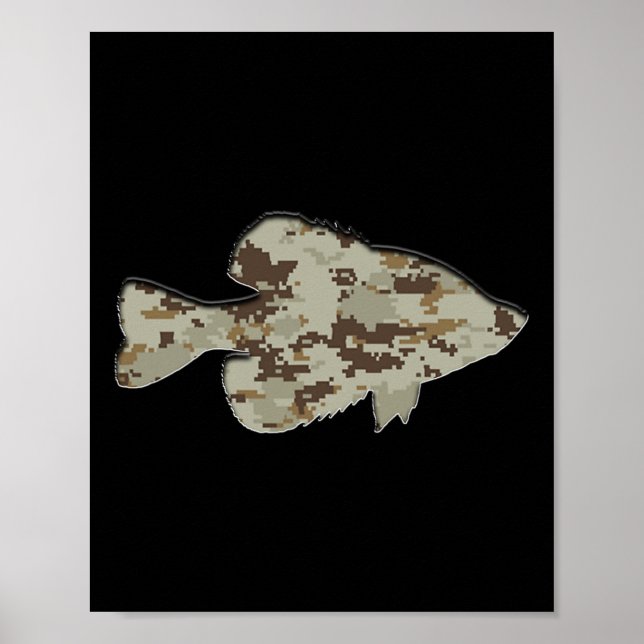 Camouflage Pan Fish Silhouette Digital Camo Crappi Poster (Framsidan)
