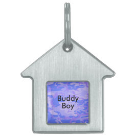 Camouflage Pastel Blue Abstrakt House Pet Namn ID-bricka Husdjur