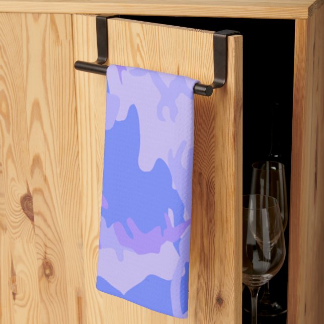 Camouflage Pastel Blue Abstrakt Mönster Kökshandduk (Thirds Fold)