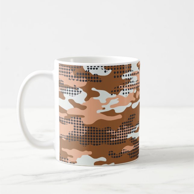 Camouflage Polka Dot: Abstrakt Sömlös. Kaffemugg (Vänster)
