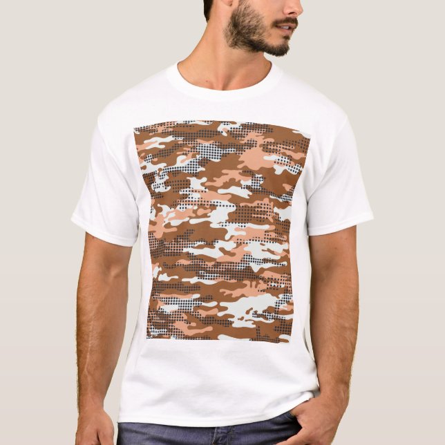 Camouflage Polka Dot: Abstrakt Sömlös. T Shirt (Framsida)