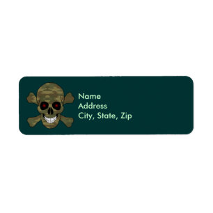 Camouflage Red Öga Skull Crossbone-Adressetiketter Returadress Etikett