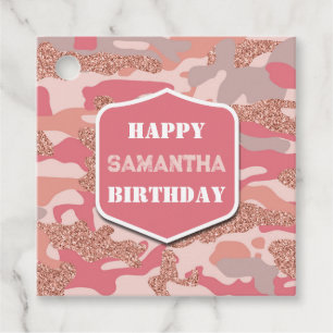 Camouflage Ro Guld Rosa Camo Army Birthday Gåvor Etiketter