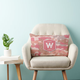 Camouflage Ro Guld Rosa Camo Army Mönster Lumbarkudde