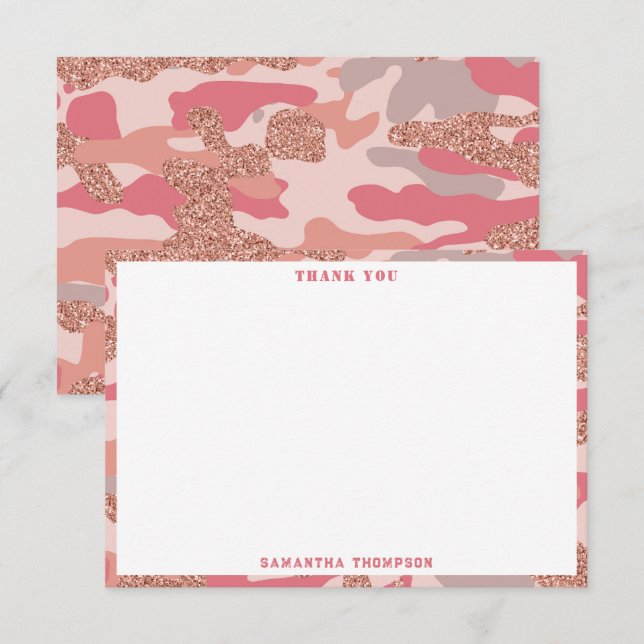 Camouflage Ro Guld  Rosa Camo Army Mönster Tack Kort (Fram/baksida)