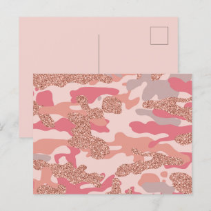 Camouflage Ro Guld Rosa Camo Mönster Helg Vykort