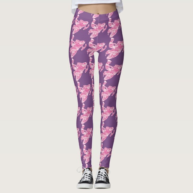 Camouflage Rosa Snowmobiler Leggings (Framsida)