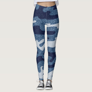 Camouflage Spoted Denim Jeans Mönster Leggings