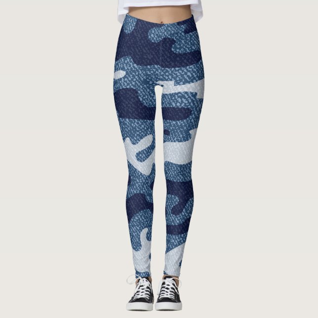 Camouflage Spoted Denim Jeans Mönster Leggings (Framsida)
