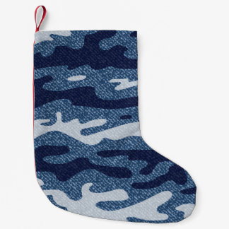 Camouflage Spoted Denim Jeans Mönster Liten Julstrumpa