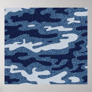 Camouflage Spoted Denim Jeans Mönster Poster