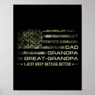 Camouflage USA flagga Fars dag Underbar morfar Pap Poster