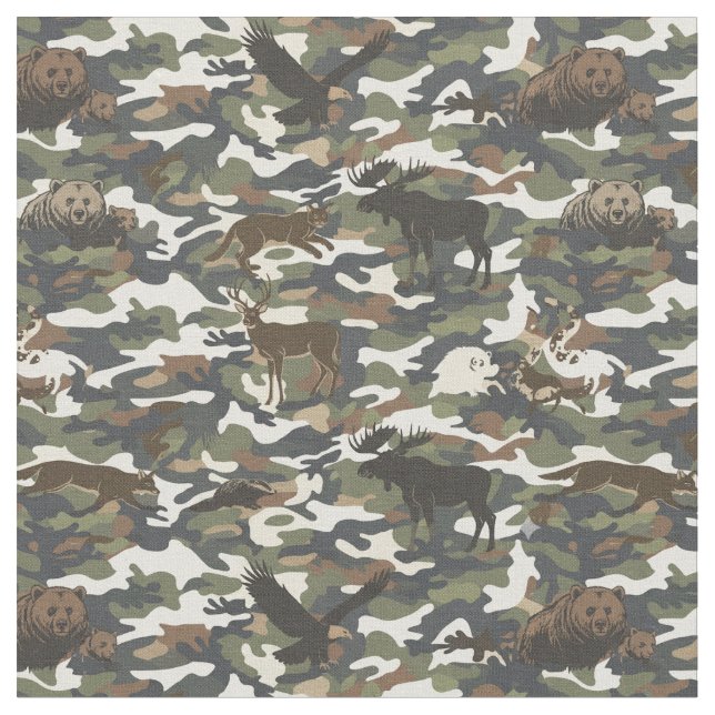 Camouflage with Animals hidden  Tyg (Närbild)