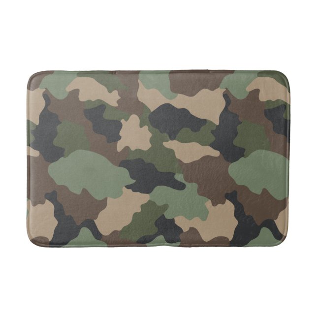 Camouflage Woodland Camo Khaki Tan Black Badrumsmatta (Framsidan)
