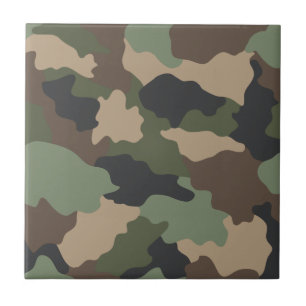 Camouflage Woodland Camo Milit Khaki Tan Black Kakelplatta