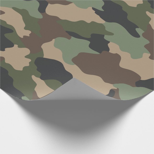 Camouflage Woodland Camo Milit Khaki Tan Black Presentpapper (Hörn)