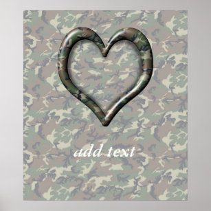 Camouflage Woodland Forest Heart on Camo Poster