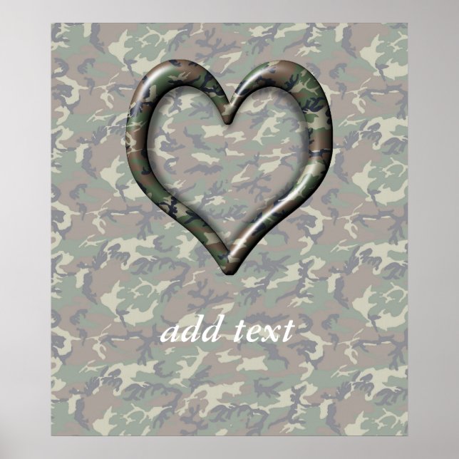 Camouflage Woodland Forest Heart on Camo Poster (Framsidan)