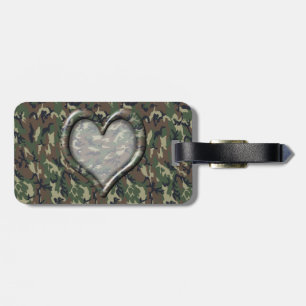 Camouflage Woodland Forest Heart på Camo Bagagebricka