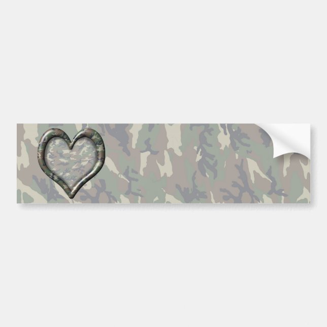 Camouflage Woodland Forest Heart på Camo Bildekal (Framsidan)