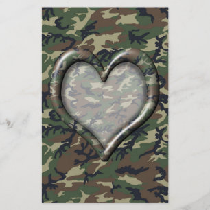 Camouflage Woodland Forest Heart på Camo Brevpapper