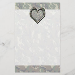 Camouflage Woodland Forest Heart på Camo Brevpapper
