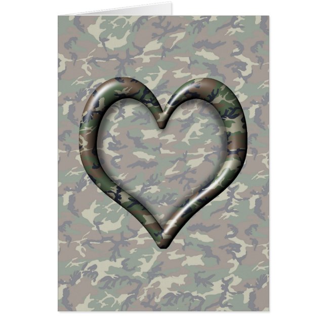 Camouflage Woodland Forest Heart på Camo Hälsningskort (Framsidan)