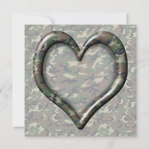 Camouflage Woodland Forest Heart på Camo Inbjudningar
