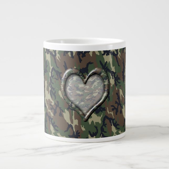 Camouflage Woodland Forest Heart på Camo Jumbo Mugg (Framsidan)