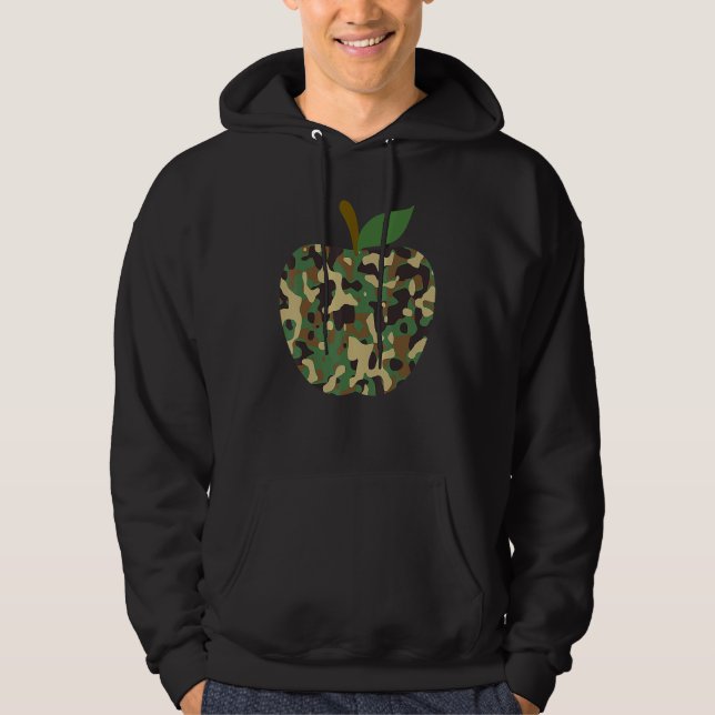 Camouflaged Apple First Day Of School Teaching Tea Hoodie (Framsida)