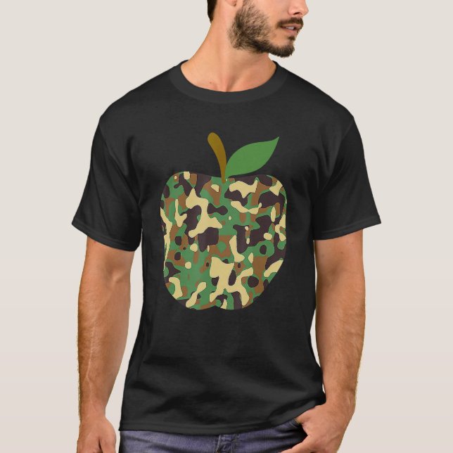 Camouflaged Apple First Day Of School Teaching Tea T Shirt (Framsida)