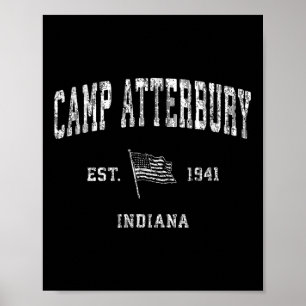 Camp Atterbury Indiana I Vintage Amerikansk Flagga Poster